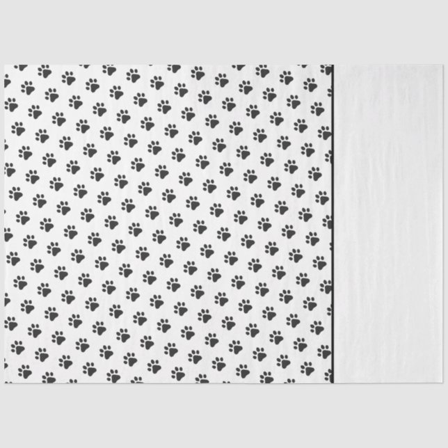 Papier Mousseline Empreintes de pattes Moderne Noir Blanc Pet Amateu (Recto)