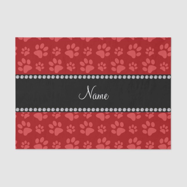 Papier Mousseline Empreintes de pattes rouges nommés personnalisés (Recto)