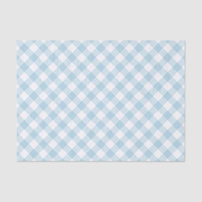 Papier Mousseline En vichy Bleu Clair Et Blanc Motif (Recto)