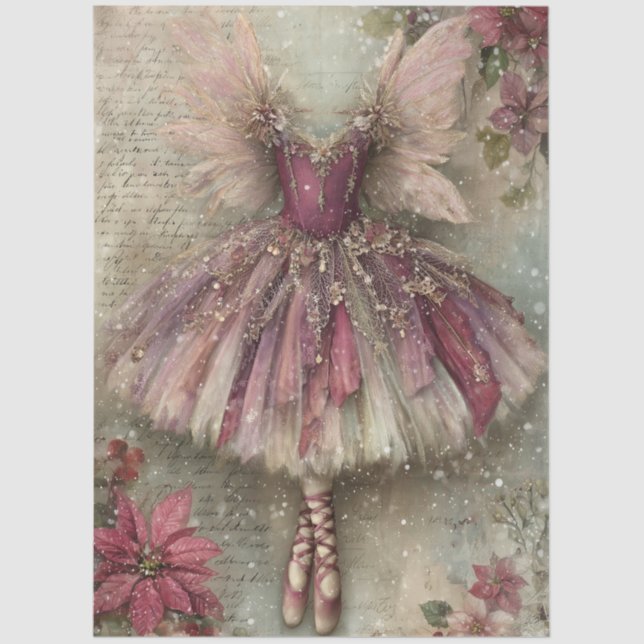 Papier Mousseline Enchanted Christmas Fairy Ballerina Art Decoupage (Recto)