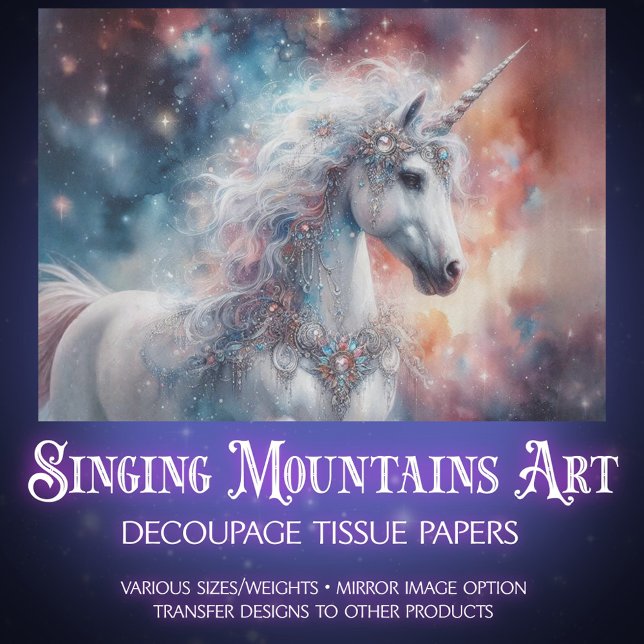 Papier Mousseline Enchanted Unicorn Under the Stars Decoupage  (Créateur téléchargé)