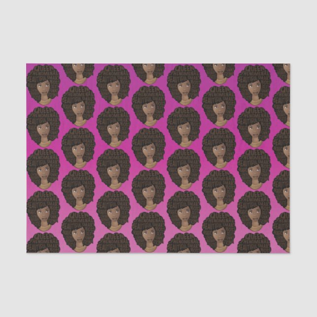 Papier Mousseline Encourager les femmes noires, rose magenta (Recto)
