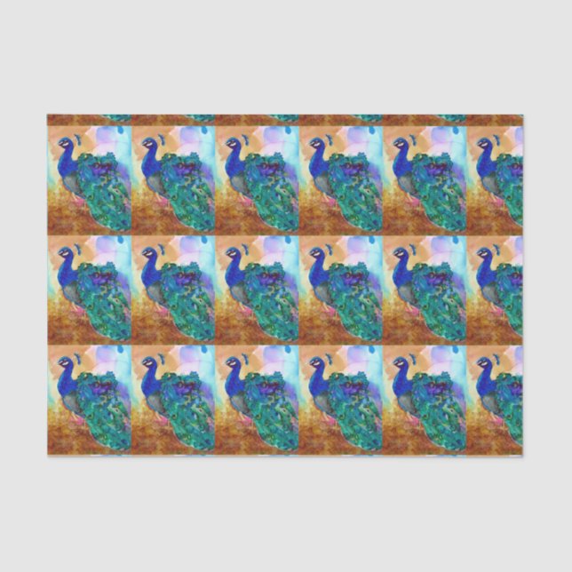 Papier Mousseline Encre glorieuse d'alcool de paon (Recto)