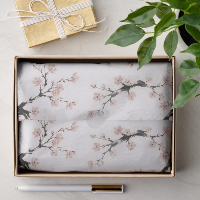 Papier Mousseline Encre Sumi-E | Fleur de Cerisier | (Cadeau)