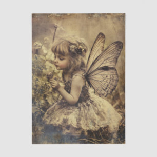 Papier Mousseline Enfant fée vintage avec ailes Document de découpag