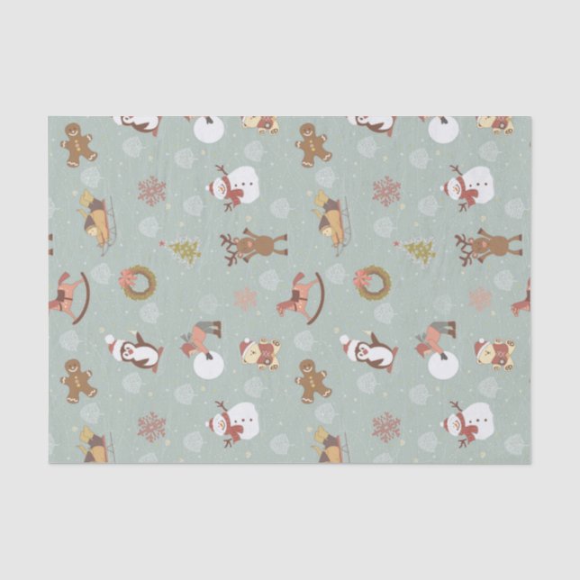 Papier Mousseline Enfants, bonhomme de neige et pain d'épice (Recto)