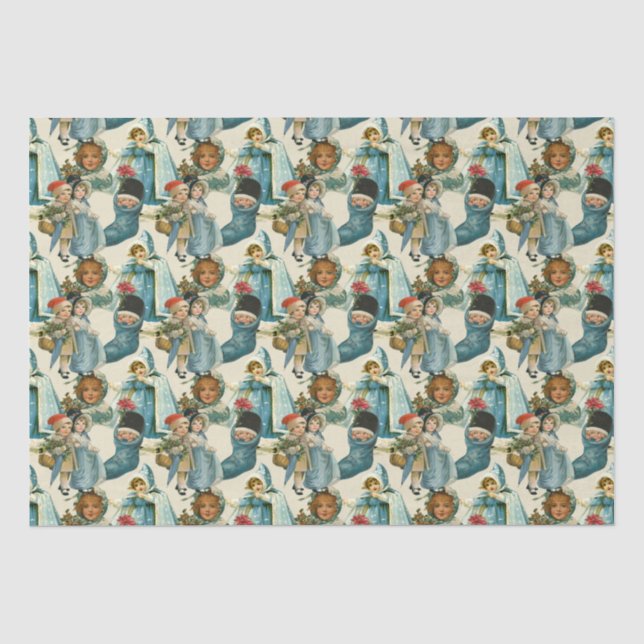 Papier Mousseline Enfants de Noël victoriens  (Recto)