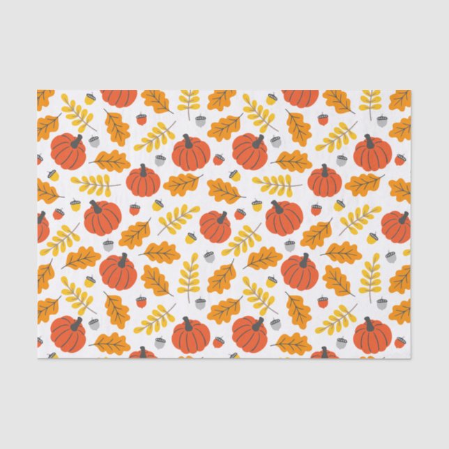 Papier Mousseline Enfants Halloween Automne Citrouille Acorns Feuill (Recto)