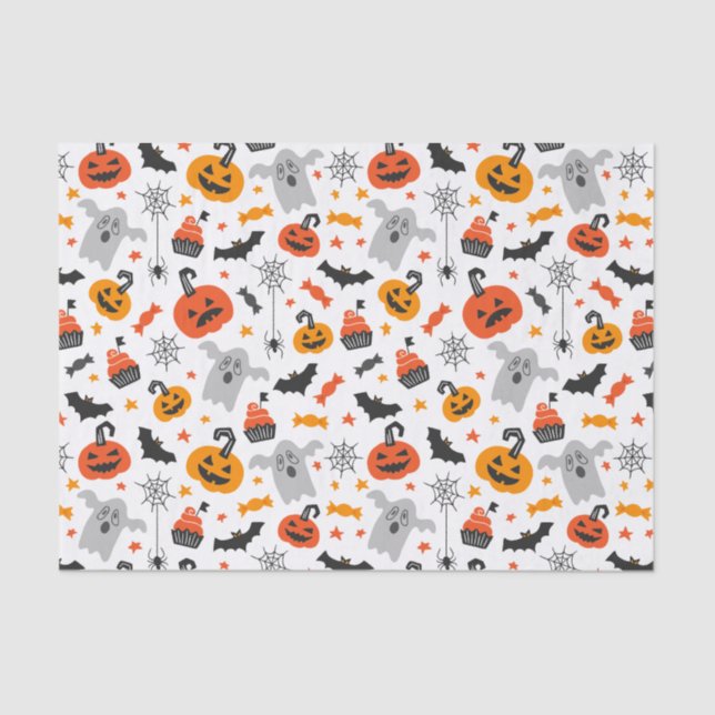 Papier Mousseline Enfants Halloween fête Fantômes Araignées Bonbons  (Recto)