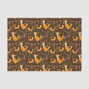Papier Mousseline Enfants Jote Forêt Fox Famille Fleurs de champigno