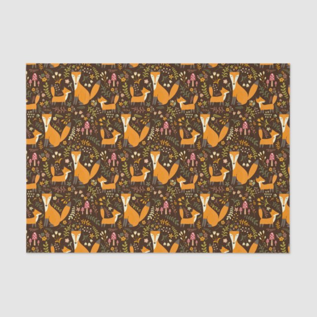 Papier Mousseline Enfants Jote Forêt Fox Famille Fleurs de champigno (Recto)