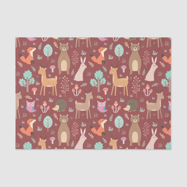 Papier Mousseline Enfants mignons Animaux Red Deer Rabbit Ours Choue (Recto)