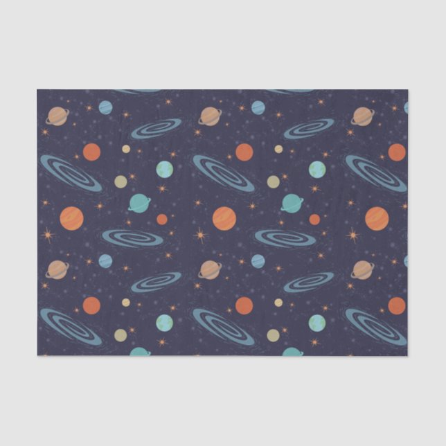 Papier Mousseline Enfants Planètes Système Solaire Galaxy Étoiles Ét (Recto)