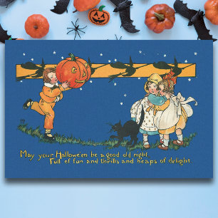 Papier Mousseline Enfants vintages avec Jack-O-Lantern et chat noir
