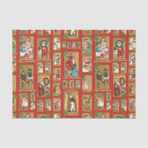 Papier Mousseline Enfants Vintages mignons avec Père Noël Collage