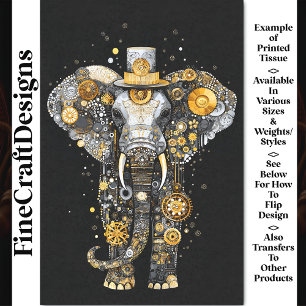 Papier Mousseline Engrenages Roues Steampunk Elephant AT8 Découpage