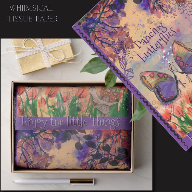 Papier Mousseline Enjoy the Little Things Butterfly Whimsical  (Enjoy the Little Things Butterfly Whimsical Tissue Paper)