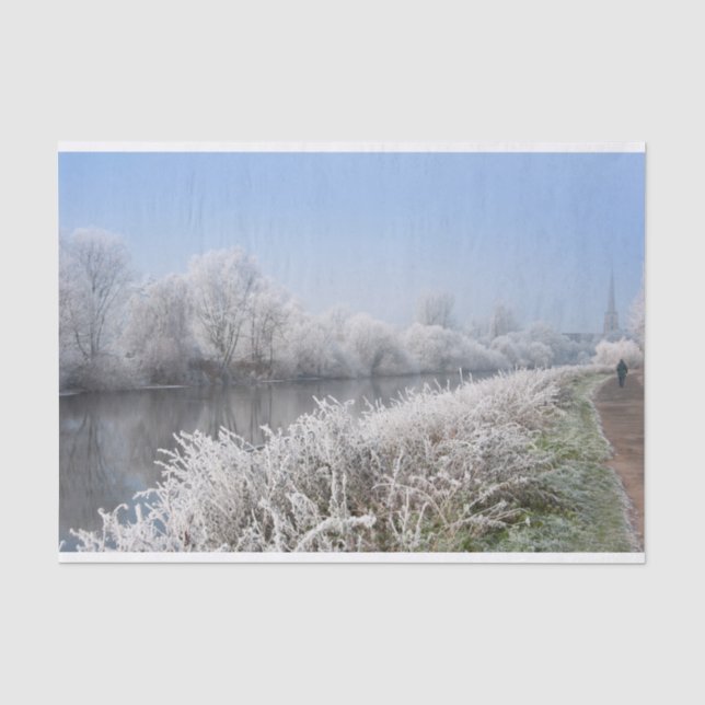 Papier Mousseline Enneigement hivernal Paysage pittoresque, promenad (Recto)