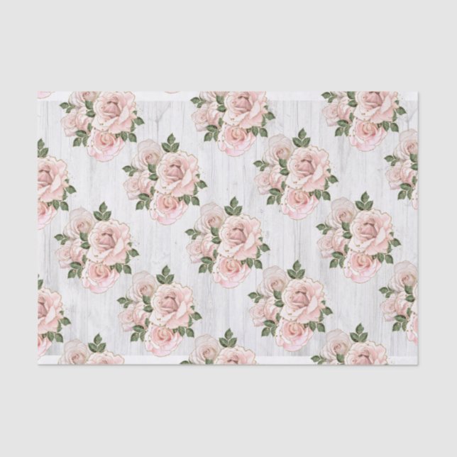 Papier Mousseline Ensemble de papier de tissus Qté 2 Roses Rustiques (Recto)
