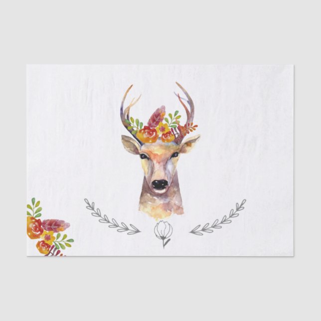 Papier Mousseline Enveloppement du papier de tissus Boho Deer Buck B (Recto)