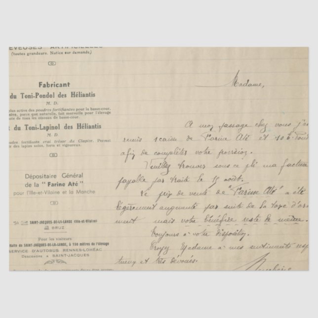 Papier Mousseline Ephemera Antique Paper Series Design 19 (Recto)