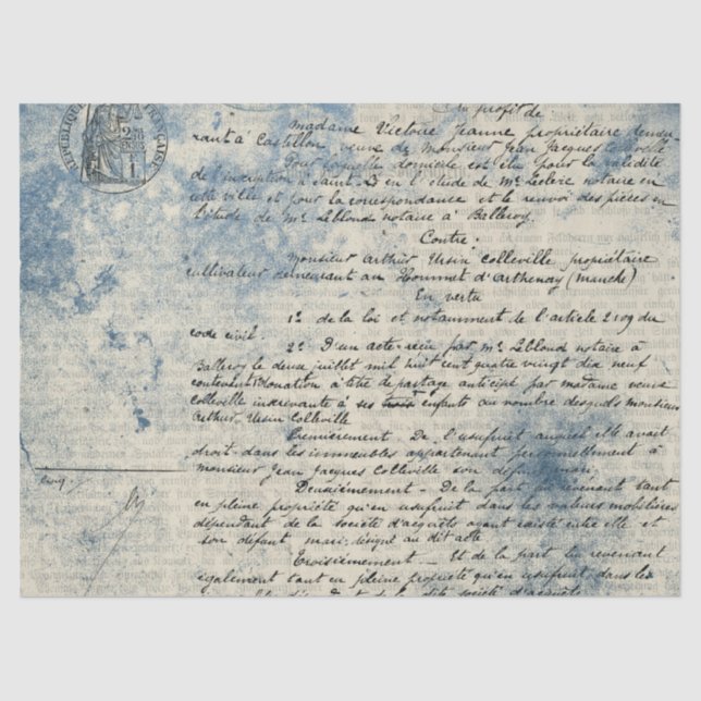 Papier Mousseline Ephemera Blue Paper Series Design 9 (Recto)