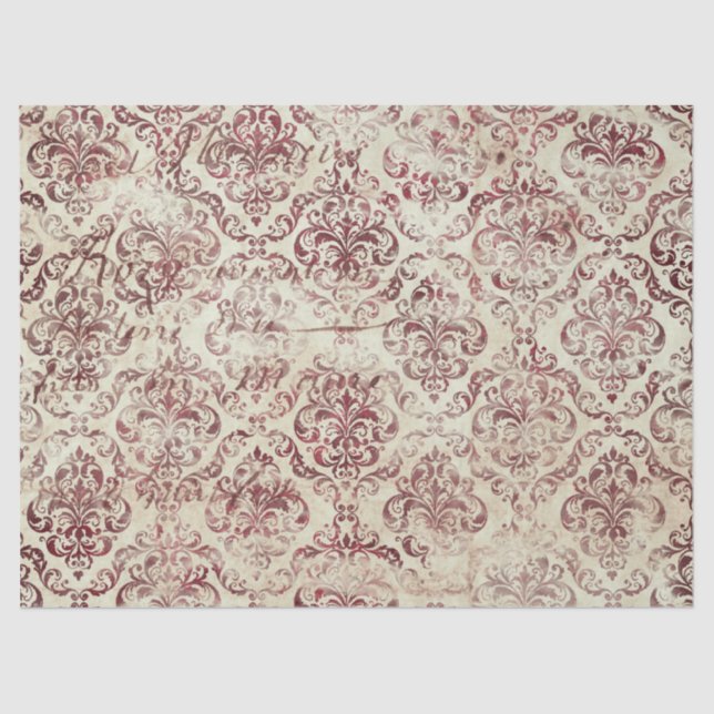 Papier Mousseline Ephemera Burgundy Papier Series Design 11 (Recto)