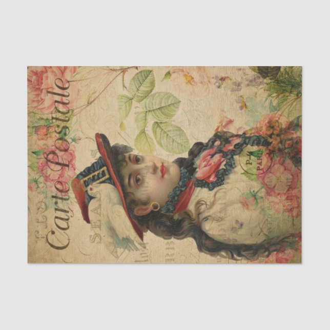 Papier Mousseline Ephemera Carte postale Française Femmes Découpage  (Recto)