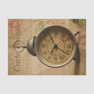 Papier Mousseline Ephemera Carte Postale Française Réveil Horloge Dé