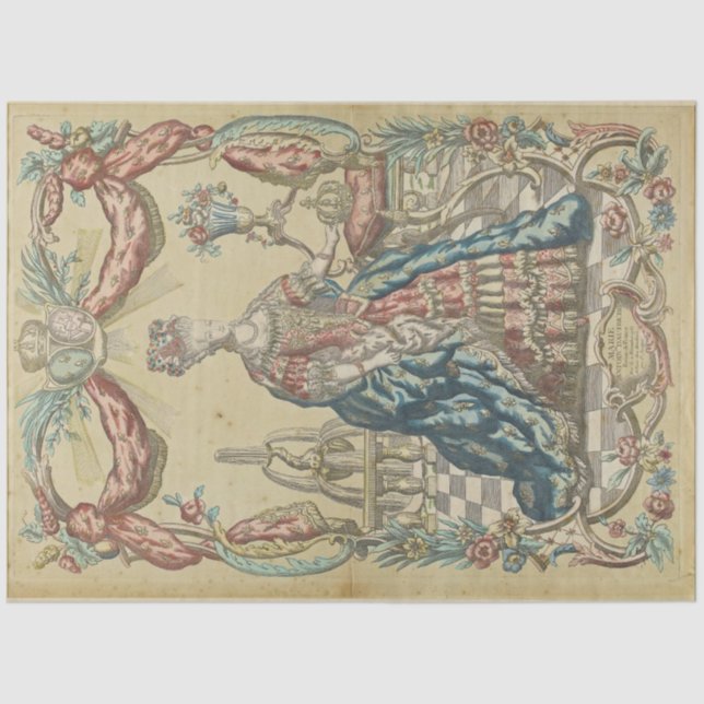 Papier Mousseline Ephemera Découpage Marie-Antoinette Reine France (Recto)