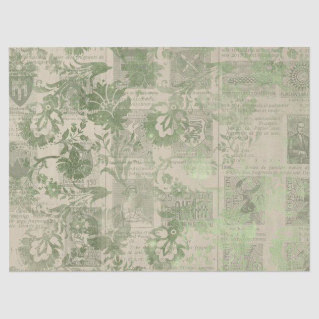 Papier Mousseline Ephemera Green Paper Series Design 23 (Recto)