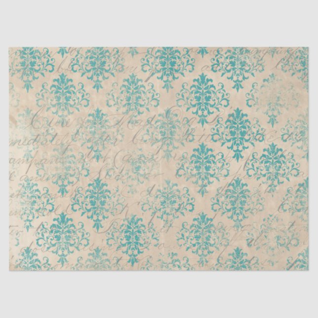 Papier Mousseline Ephemera Turquoise Paper Series Design 12 (Recto)
