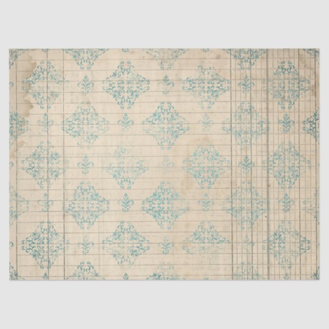 Papier Mousseline Ephemera Turquoise Paper Series Design 15 (Recto)