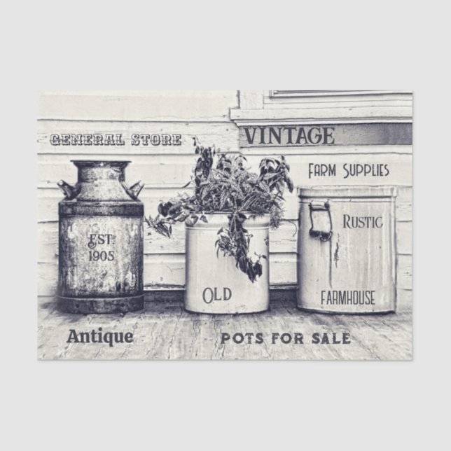 Papier Mousseline Ephemera vintage Jugs rustiques (Recto)