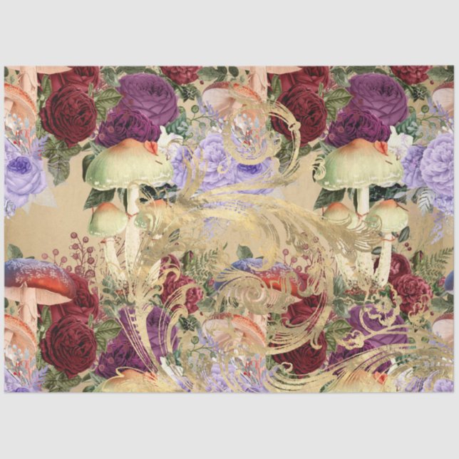 Papier Mousseline Ephémère aux champignons série de design #3 (Recto)