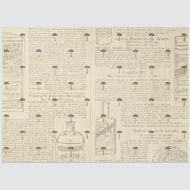 Papier Mousseline Ephémère aux champignons série de design #7 (Recto)