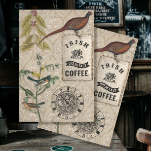 Papier Mousseline Ephémère de café Oiseau faisan Masculine Découpage