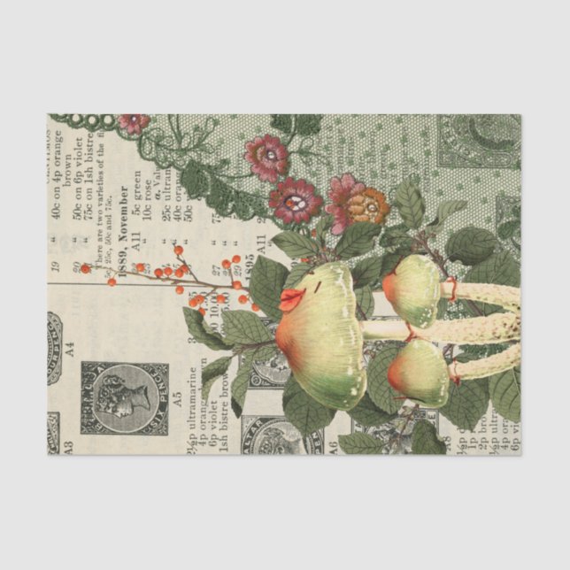 Papier Mousseline Ephémère de champignons vintages (Recto)