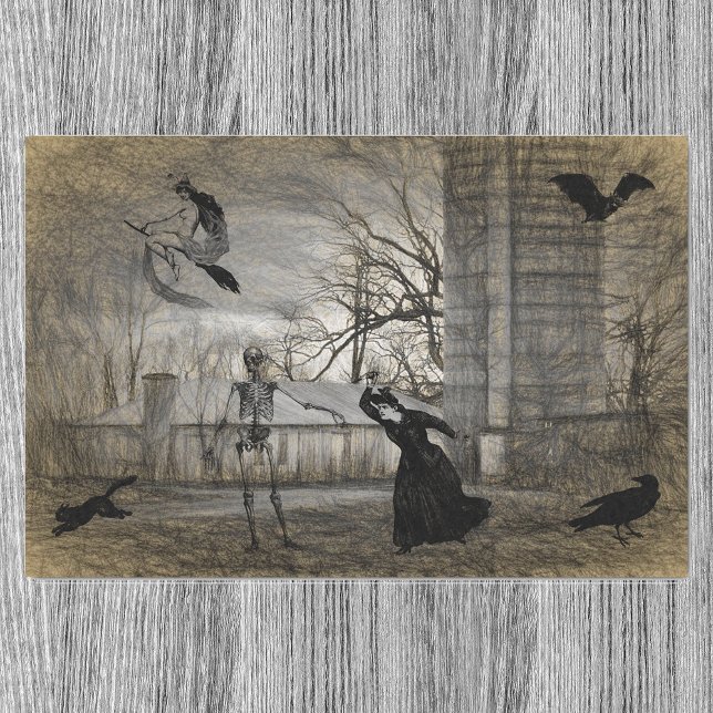 Papier Mousseline Ephémère de découpage de la scène d'Halloween vint (Créateur téléchargé)