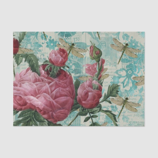 Papier Mousseline Ephémère de libellule rose (Recto)