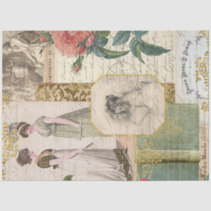 Papier Mousseline Ephémère de livre Vintage Emma Floral Rose Decoupa