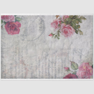 Papier Mousseline Éphémère de script Rose/français vintage