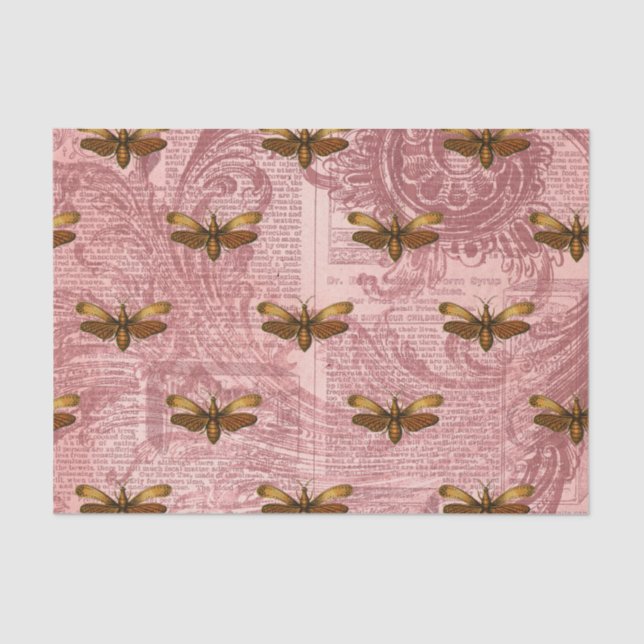 Papier Mousseline Ephémère d'insectes vintage (Recto)