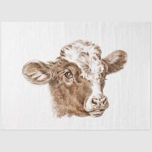 Papier Mousseline Éphémère du veau de vache Découpage Ferme Vintage (Recto)