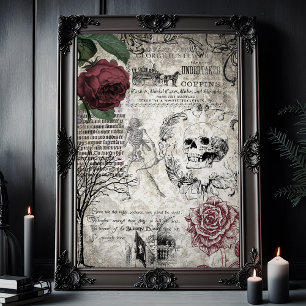 Papier Mousseline Éphémère gothique Macabre victorienne crâne et mor