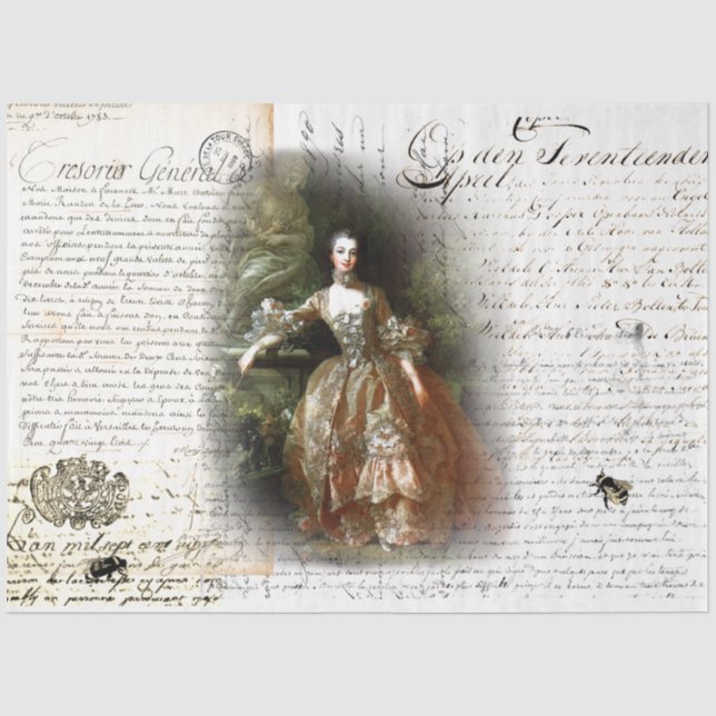 Papier Mousseline Ephémère Pompadour royal du XVIIIe siècle (Recto)