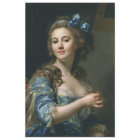 Ephémère vintage Découpage femme en robe bleue