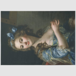 Papier Mousseline Ephémère vintage Découpage femme en robe bleue