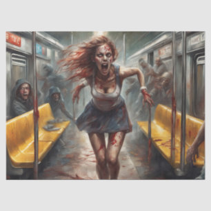 Papier Mousseline Épidémie De Zombie Sur La Découpage Du Train