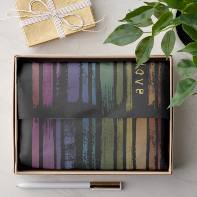 Papier Mousseline Equality Love Rainbow Brush Strokes LGBTQ ID656 (Cadeau)